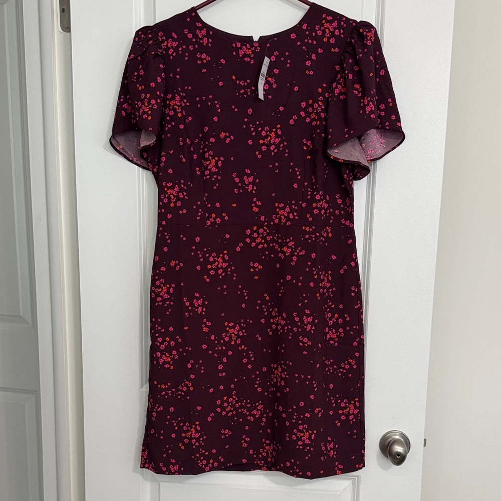 Elegant Floral Dress in Burgundy, Pink and Orange
